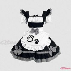 Qteee - Refined Lolita Dress with Cosplay Maid Cat Paw Design Cat Cafe Uniform, Cat Maid Dress, Cafe Uniform, Cosplay Maid, Dress Png, Cat Dress, Paw Design, Maid Outfit, Cat Cafe