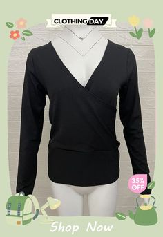 Women's Trendy Knitted V-neck Long-sleeved Solid Color Top Winter V-neck Long Sleeve Top For Layering, Chic Knit V-neck Blouse, Fitted Long Sleeve V-neck Top For Spring, Spring V-neck Stretch Sweater, Fitted V-neck Long Sleeve Top For Spring, Chic Solid V-neck Long Sleeve Top, Fitted V-neck Top For Spring Layering, Elegant V-neck Long Sleeve Top For Winter, Winter V-neck Top