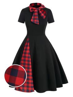 1950s dress – Page 2 – Retro Stage - Chic Vintage Dresses and Accessories Fitted Plaid Dress For Picnic, Red Fitted Plaid Dress With Short Sleeves, Fitted Red Plaid Dress With Short Sleeves, Fitted Vintage Plaid Dress, Retro Plaid Mini Dress, Plaid Dress For Fall Party, Plaid Dress For Party In Fall, Retro Plaid Dresses For Picnic, Retro Plaid Dress For Picnic