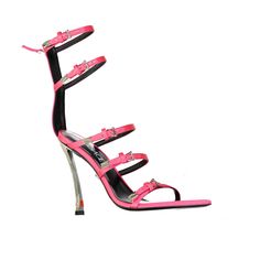 - Composition: 100% silk - Leather insole and sole - Pointed toe - Multi-buckle - Back zip closure - Branded insole - Heel 12 cm / 4,7 in Luxury T-strap Heels For Party, T-strap Sandals With Buckle Closure For Party, Pink Pointed Toe Sandals With Buckle, Party T-strap Sandals With Buckle Closure, Designer Party Sandals With Buckle Closure, Designer T-strap Heels For Party, Formal Pink Sandals With Buckle Closure, Designer Strap Sandals For Party, Designer Party Sandals With Strap