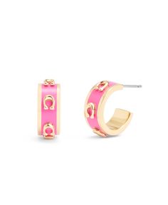 in stock Chic Small Hoop Pink Jewelry, Chic Small Pink Hoop Jewelry, Chic Small Pink Hoop Earrings, Pink Jewerly, Jewelry Girl, Wrist Jewelry, Pink Enamel, Huggie Earrings, Pink Earrings