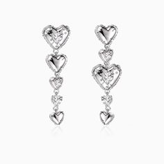 Solid silver heart shaped in crystal encrusted earrings. Material: Platinum-plated Brass, Cubic Zirconia, crystal Size:L3cm*W1.7cm Weight:5.14g/pc Silver Jewelry Png, Jewelry Png, Organizing Hair Accessories, Heart Shaped Jewelry, Classy Jewelry, Jewelry Lookbook, Funky Jewelry, Jewelry Inspo, Contemporary Jewelry