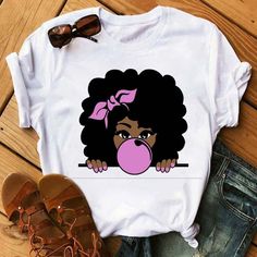 Playful Letter Print T-shirt, African Women Hair, Body Measurement, African Girl, Boutique Collection, Funny Prints, Cricut Maker, Girls Prints, Outfits Casuales