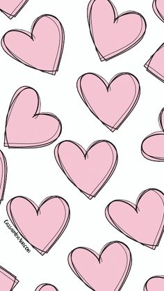 pink hearts drawn on a white background