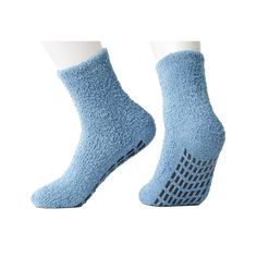 Fuzzy and warm, these misty blue socks also feature non-slip soles to give you a bit of extra security on slippery floor surfaces.If your feet are happy, your day is on its way to a being good one. That's why our socks are not only durable and comfortable, they add another level of style to your wardrobe, too. Our women's socks are soft and strong - with hand-sewn toes for a smooth finish. These socks are a combination of: 65% cotton (for cool, dry, comfortable feet) 32% polyamide (for an extra Comfortable Non-slip Snug Socks, Comfortable Snug Non-slip Socks, Cozy Non-slip Socks For Indoor Use, Cozy Non-slip Indoor Socks, Comfortable Soft Blue Socks, Cozy Comfortable Non-slip Socks, Soft Comfortable Blue Socks, Soft Blue Comfortable Socks, Non-slip Blue Socks For Winter