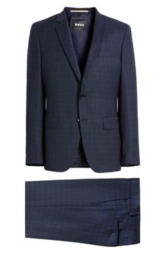 Patterned in a pale plaid, this suit tailored from heathered wool features classic detailing and softer construction for comfort during formal occasions. Jacket has notched lapels; four-button cuffs; chest pocket; welt pockets; side vents Trousers have zip fly with button-tab closure; slant pockets; back button-welt pockets Jacket is partially lined 100% virgin wool Spot clean Made in Turkey Classic Plaid Three-piece Business Suit, Plaid Business Suit With Suit Collar, Business Plaid Suit With Suit Collar, Tailored Plaid Suits For Business, Plaid Business Suit, Classic Plaid Suits With Hidden Button Closure, Classic Plaid Suit With Hidden Button Closure, Plaid Suits With Welt Pockets For Business, Business Plaid Wool Suit