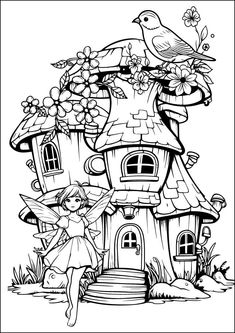 Free Printable Fairy Coloring Pages Colouring Book sheets adult kids download pdf printables fairy house bird flowers sparrow 6 sprite pixie nymph Fairy Activities, Pixie Flower, Fairies Flying, Mandala Printable, Printable Christmas Coloring Pages, Fairy Images, Mushroom Fairy, Fairy Coloring Pages, Fairy Coloring