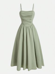 Sage Green Grade 8 Grad Dress, Plain Dress Ideas, School Formal Dresses Australia, Sage Green Dress Casual, Green Outfit Women, Elegant Simple Dress, Medium Length Dress, Dresses Church