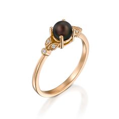 black Pearl Engagement Ring, Pearl Wedding Ring, 14k gold pearl ring, diamond pearl ring, black tahitian pearl rings, Black Pearl Ring black Freshwater Pearl engagement ring with lovely diamonds, set in 14k solid gold. ► FEATURES; Gemstones: Freshwater Pearl: 4- 5mm , Diamond: 4*1mm Total diamond carat weight: 0.03 (Color H; clarity VS) Material options: 14k rose gold, 14k yellow gold, 14k white gold Size: all ring sizes are available How to Order: Please select your preferred size and material Tahitian Pearl Jewelry With Diamond Accents For Wedding, Fine Jewelry Tahitian Pearl For Wedding, Tahitian Pearl Fine Jewelry For Wedding, Wedding Tahitian Pearl Ring In Yellow Gold, Tahitian Pearl Wedding Ring Jewelry, Wedding Yellow Gold Tahitian Pearl Ring, Formal Black Tahitian Pearl Ring, Classic Black Pearl Ring For Anniversary, Classic Black Pearl Ring For Wedding