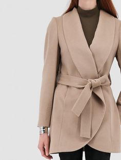 Wrap Coat with Shawl Collar in Alpaca Wool Blend - Qinti - The Peruvian Shop Power Suits For Women, Wardrobe Styling, Suit For Women, Elegant Drapes, Soft Autumn, Power Suit, Wrap Coat, Soft Baby, Baby Alpaca