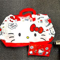 New Hello Kitty Nylon Bag Can Be Travel Bag, Tote Very Pretty Size 22.5”W X 13.5”H. Also There’s A Small Bag So You Can Put The Bag Inside Red Nylon Shopping Bag, White Hello Kitty Print Bag For Daily Use, White Hello Kitty Print Shopping Bag, White Hello Kitty Shopping Bag, White Hello Kitty Bag For Daily Use, Casual White Hello Kitty Shoulder Bag, Hello Kitty Red Bag For Everyday Use, White Travel Bag With Hello Kitty Print, White Hello Kitty Print Travel Bag