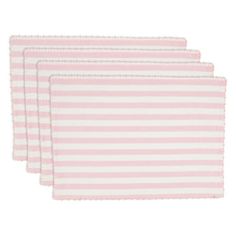 three pink and white striped napkins