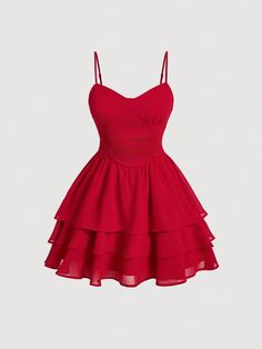 Rojo Casual Collar sin mangas Tela tricotada Liso Tirantes Embellished No-Elástico Red Hoco Dresses Plus Size, Red 8th Grade Dance Dresses, Valentines Day Dance Dresses, Cute Red Dresses Short, Red Outfit For Women, Valentines Dance Dresses, Pictures Of Dresses, Cheap Hoco Dresses, Red Hoco Dresses