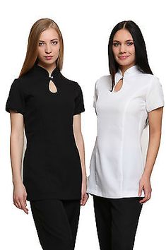 Trendy Fashion Akila Beauty Tunic Hairdressing SPA Nail Salon Therapist Massage Top Uniform, women's tops Spa Scrubs Uniforms Beauty, Beauty Therapist Apron, School Uniform Myanmar, Tropical Uniform, Uniform Hotel, Tropical Hotel, Top Uniform, Salon Uniform, Spa Outfit