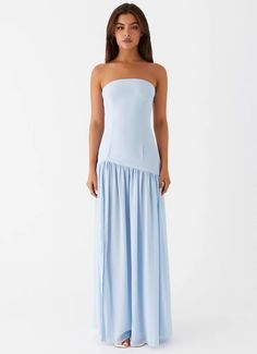 Eden Strapless Maxi Dress - Blue – Peppermayo US