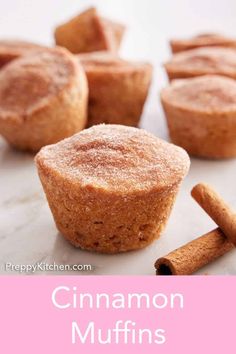 cinnamon muffins with cinnamon sticks on the side