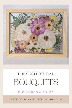 Framed pressed wedding bouquet Pressed Flower Art Diy Wedding Bouquets, Preserving Bridal Bouquet Diy, Diy Pressed Wedding Bouquet, Diy Wedding Bouquet Preservation, Pressed Wedding Bouquet, Pressed Bouquet, Diy Bridal Bouquet, Wedding Bouquet Preservation, Floral Preservation