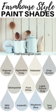 the different shades of paint that are used to decorate furniture and decorating them with text overlay