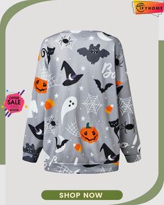 Women's Sweatshirt Pullover Cat Prints Halloween Weekend Halloween Hoodies Sweatshirt Fall Cat Design Hoodie Sweatshirt, Fall Cat Print Hoodie Sweatshirt, Cat Print Hoodie Sweatshirt For Fall, Casual Gray Tops For Halloween, Halloween Hoodie Sweatshirt With Graphic Print, Halloween Graphic Print Hoodie Sweatshirt, Casual Cat Design Sweatshirt For Fall, Fall Long Sleeve Hoodie With Cat Print, Casual Fall Sweatshirt With Cat Print