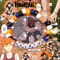 an anime poster with many different characters around it