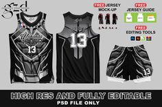 a basketball uniform with the number 13 on it and other items for each player to wear