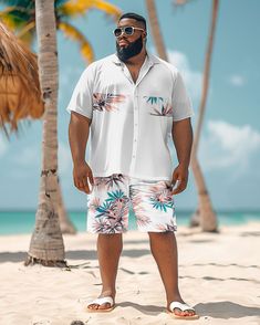 This Hawaiian Shirt Shorts Set is suitable for all kinds of casual occasions, such as vacations, beach parties, summer picnics and so on. You can pair it with a pair of sandals or sneakers for a trendy look. Whether you are on vacation or in daily life, this set will bring you a comfortable and stylish wearing experience. Casual suit: Casual men's short-sleeved shirt suit focuses more on comfort and leisure. It usually consists of a light, short-sleeved shirt worn with jeans or slacks. This set Luxury Summer Shorts, Hawaiian Style Shorts For Spring Beach Party, Hawaiian Shorts For Spring Beach Party, Hawaiian Beach Shorts For Spring, Hawaiian Shorts For Beach Party In Spring, Hawaiian Style Shorts For Summer Vacation, Relaxed Fit Beachy Hawaiian Shirt For Vacation, Hawaiian Shorts For Beach Season Vacation, Hawaiian Style Shorts For Beach Vacation