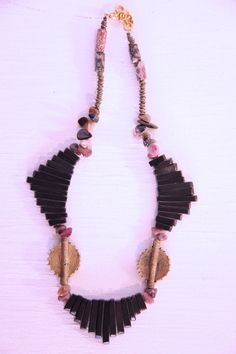 REGAL Onyx, Amethyst and Brass Necklace on Etsy, $85.00 CAD Onyx, Amethyst