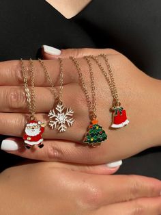 ✨Christmas Pendant Necklace Set✨ Get ready for the most magical time of the year with our Christmas Pendant Necklace Set! ️🔔 The set includes four stylish pendants:   - 🎄 Christmas Tree - a symbol of festive warmth and coziness   - 🎅 Santa Claus - for those who believe in the magic of Christmas   - ❄️ Snowflake - elegant and unique, just like every winter   - 🔔 Christmas Bell - a herald of holiday joy and cheer This set is perfect as a gift or a festive accessory for yourself! Feel the Christmas spirit now! 🎁 Necklace Snowflake, Christmas Tree Necklace, Christmas Gift For Family, Believe In The Magic, Snowflake Necklace, Snowflake Pendant, Christmas Necklace, Christmas Pendant, Christmas Bell