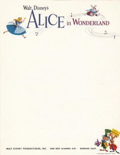 an advertisement for walt's alice in wonderland