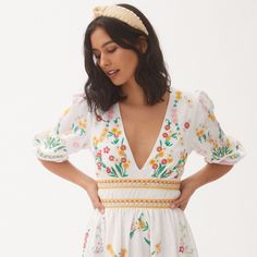 Deep-V Floral Mini Dress Mini Dress Floral, Striped Tunic Dress, Mini Sundress, Floral Embroidered Dress, Romantic Dress, Multicolor Dress, Dress The Population, Short Sleeve Mini Dress, Mini Velvet Dress