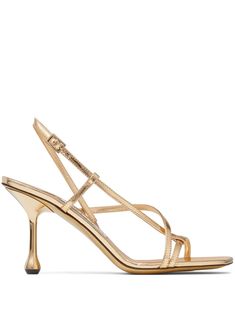 gold-tone leather metallic finish strap detailing square open toe buckle-fastening slingback strap branded heel counter 80mm sculpted heel Sandals Gold, Leather Heels Sandals, Iconic Bags, Boot Pumps, Summer Beach Wear, Ballet Flat Shoes, Pump Sandals, Lady Dior, Metallic Leather