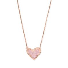 Short Pendant Necklace, Rose Gold Pendant Necklace, Preppy Jewelry, Heart Rose, Kendra Scott Necklace, Rose Gold Pendant, Rose Gold Pink, Types Of Gemstones, Kendra Scott Jewelry