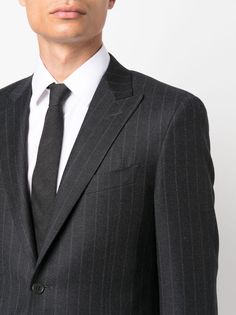 Find CANALI Pinstripe Single-breasted Suit on Editorialist. anthracite grey pinstripe pattern peak lapels front button fastening long sleeves front flap pockets chest welt pocket tailored cut belt loops two side slash pockets rear button fastening straight leg Pinstripe Pattern, Flap Pocket, Single Breasted, Top Brands