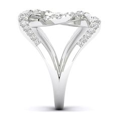 a heart shaped diamond ring on a white background