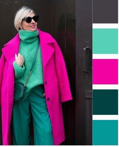 Winter Outfits Color, Ropa Color Neon, Fuchsia Outfit, Bright Winter Outfits, Colour Combinations Fashion, Color Combinations For Clothes, Bright Winter