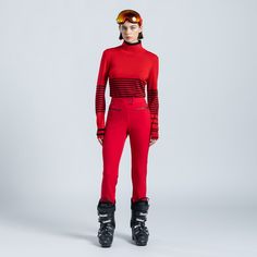 The Jes Slim Leg Pant in Racer from Erin Snow. Our best-selling ski pant pairs technical materials with chic, timeless style. Ski Suits For Women, Evolution Of Technology, Weather Activity, Cold Weather Activities, Luxury Sportswear, Everyday Pants, Suspender Pants, Snow Outfit, Ski Fashion