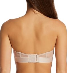 Contemporary, confidently sexy bra with soft materials and extra points of support. Multi-part, underwire demi cup is unlined (unpadded), see-through mesh with a vertical seam for shape. Covered elastic at neckline has silicone gripper elastic for no-slip hold. Sleek, wide exposed elastic underband for close-hugging fit. Flexible boning at top side for extra support. Wide-set, exposed elastic straps adjust at back with coated metal hardware. Convertible, removable strap hardware allows for tradi Fitted Push-up Nursing Bra Partially Lined, Contoured Shapewear With Removable Bra Pads, Strapless Bra With Medium Bust Support, Fitted Strapless Bra With Medium Bust Support, Strapless Fitted Bra With Medium Bust Support, Bandeau Shapewear With Medium Bust Support, Fitted Bandeau Bra With Built-in Support, Fitted Bandeau Bra With Removable Pads, Fitted Bandeau Bra With Built-in Bra