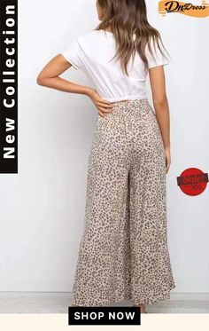 Casual Loose Printed High Waist Wide Leg Pants Cheetah Print Pants, Petal And Pup, High Waist Wide Leg Pants, Print Pants, Printed Pants, Cheetah Print, Fashion Games, Business Casual, Leg Pants