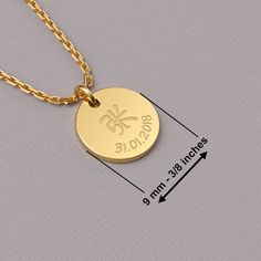 Title: Chinese Character Necklace 14K Solid Gold, Chinese Name Necklace, Custom Chinese Necklace, Chinese Coin Necklace, Chinese Gift - 925 sterling silver and 14k solid gold options are available. - Dimensions: 9 mm x 9 mm (0.35 inches to 0.35 inches). - The total weight of the necklace is approximately between 1 - 2.5 grams. - Can be personalized with a name and date. If you want any other customization please get in touch with us. - You can choose font style. Default font is number 6.  - Plea Gold Custom Necklace For Anniversary, Custom Gold Sterling Silver Necklace With Polished Finish, Custom Yellow Gold Sterling Silver Round Pendant, Custom Silver Necklace Stamped 14k, Gold Custom Necklace With Polished Finish For Anniversary, Custom Gold Necklace With Polished Finish For Anniversary, Custom Yellow Gold Sterling Silver Necklace, Tarnish Resistant, Tarnish Resistant Yellow Gold Custom Necklace In Sterling Silver, Gold Medallion Sterling Silver Custom Necklace