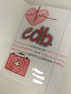 an open notebook with the words edb written on it