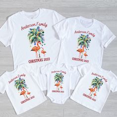 "This beach christmas custom family shirt is perfect for yourself or family members and friends who loves Xmas holiday season in your life. Great gift for holiday baking, Christmas parties, family holiday photos and pictures and Christmas vacation. Add this tropical family holiday t-shirt to your wardrobe. All of our shirts are made with the highest quality materials and are super soft and cozy! Below are some additional details on ordering. HOW TO ORDER 1-Please review all the information provi Customizable Cotton Tops For Holidays, Customizable White Tops For Holiday, Holiday White Top With Custom Print, White Custom Print Tops For Holiday, White Top With Custom Print For Holidays, Holiday White Custom Print Top, Hawaiian Christmas Family Photos, Christmas Beach Shirts, Christmas Beach Vacation Shirts