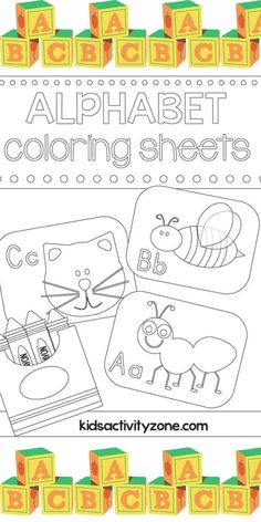 the alphabet coloring sheets for children to color and learn with their own letter recognitions