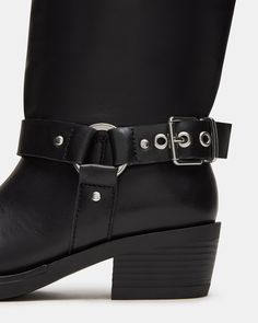 Upgrade your style with these HAWKINS moto boots. Featuring a sleek knee-high design and edgy buckle detail, these boots are the perfect combination of fashion and functionality. The square toe adds a modern touch, making these boots a must-have for any fashion-forward individual. 2 inch heel height 16.5 inch shaft circumference 15.5 inch shaft height Leather upper material Textile and synthetic lining Synthetic sock Synthetic sole Imported Edgy Knee-high Boots With Buckle Closure, Trendy Fall Knee-high Boots With Buckle Closure, Trendy Workwear Moto Boots, Knee-high Moto Boots With Buckle Closure For Work, Edgy Knee-high Moto Boots With Buckle Closure, Edgy Knee-high Moto Boots With Buckle, Black Punk Knee-high Boots With Buckle Closure, Black Punk Knee-high Boots With Buckle, Edgy Heeled Boots With Buckle In Faux Leather