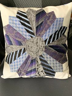 a pillow that has some ties on it