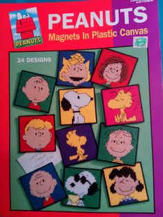 a book with pictures of people in different colors and sizes on the cover, which reads peanuts magnets in plastic canvass