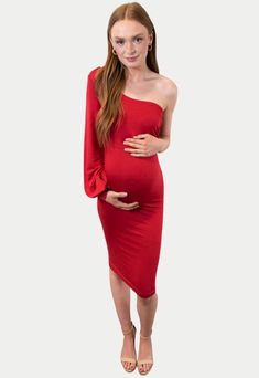 Size: 4, Color: Navy Blue Midi Maternity Dress, Maternity Occasion Dress, Maternity Dresses Summer, Color Peacock, Pregnancy Months, One Shoulder Midi Dress, Color Magenta, Blue Rain, Color Fuchsia