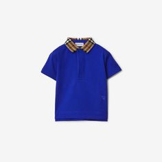 Check Collar Cotton Polo Shirt in Knight | Burberry® Official Blue Polo T-shirt With Striped Collar, Cotton Tops With Contrast Polo Collar, Cotton Shirt With Corduroy Collar, Collared Cotton T-shirt With Placket, Cotton Collared T-shirt With Placket, Fitted Polo Shirt With Contrast Collar, Workwear Polo Shirt With Contrast Collar And Short Sleeves, Workwear Polo Shirt With Contrast Collar, Fitted Short Sleeve Polo Shirt With Contrast Collar