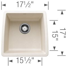 an image of a sink with measurements for the bowl and drainer on it's side