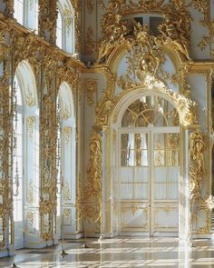 an ornately decorated room with gold trimming