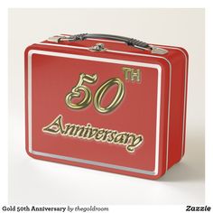 Gold 50th Anniversary Metal Lunch Box.comes in 6 colors..#metal #lunch #box #lunchbox Pack Your Lunch, Iron Anniversary Gifts, Anniversary Gift Diy, Gold Gifts, Party Celebration